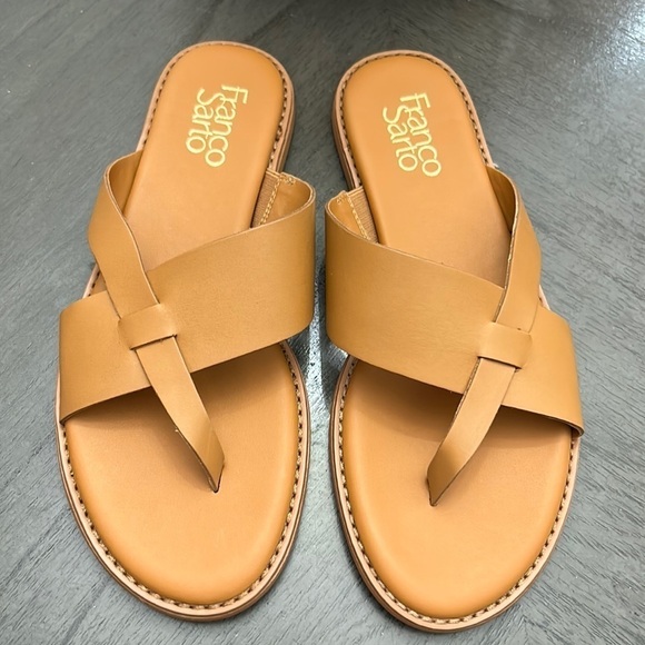 FRANCO SARTO Jenice Womens Leather Slip On Thong Sandals - Picture 4 of 7